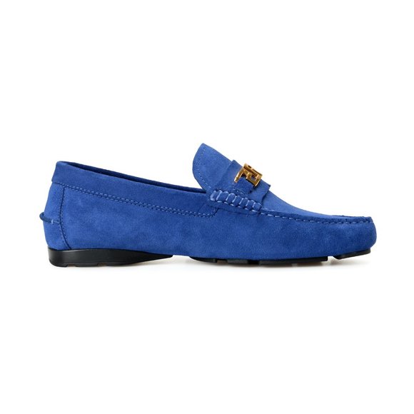 Versace Men\'s 100% Suede Leather Blue Driver Moccasin Slip On Loafers Shoes main image 5